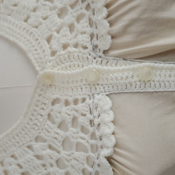 Rare Free People Crochet neckline metallic Splatter button front Tank xs - Picture 4 of 6